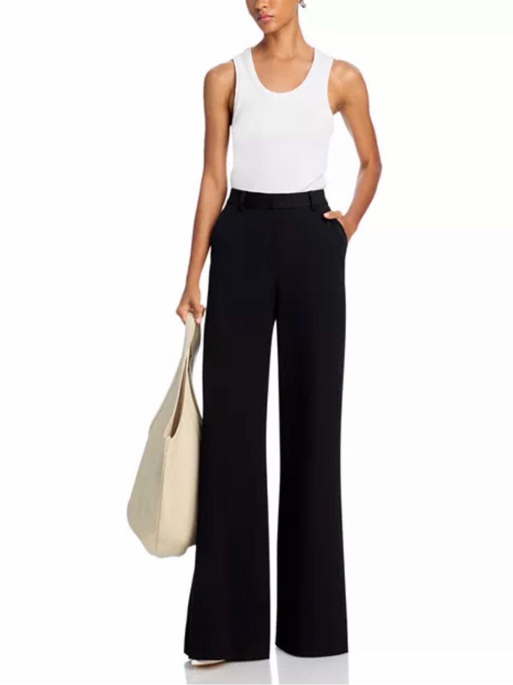 L’agence Pilar Black Wide Leg Trousers Dress Pants 8 Inseam 34” High Waisted